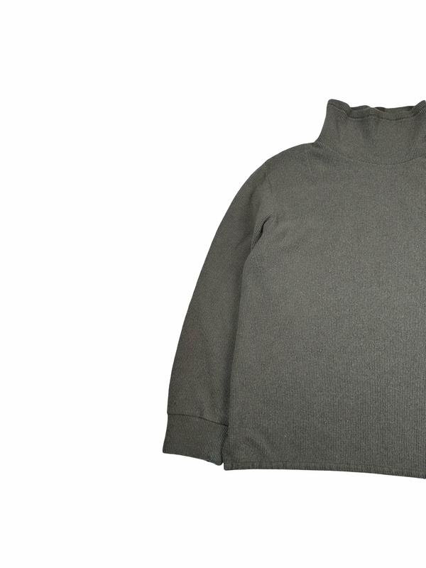 Stone Island 2001 Khaki Wool Blend Vintage Ribbed High Neck Jumper - XL