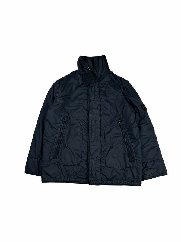 Stone Island 2004 Vintage Navy Mesh Quilted High Neck Nylon Jacket - XXL