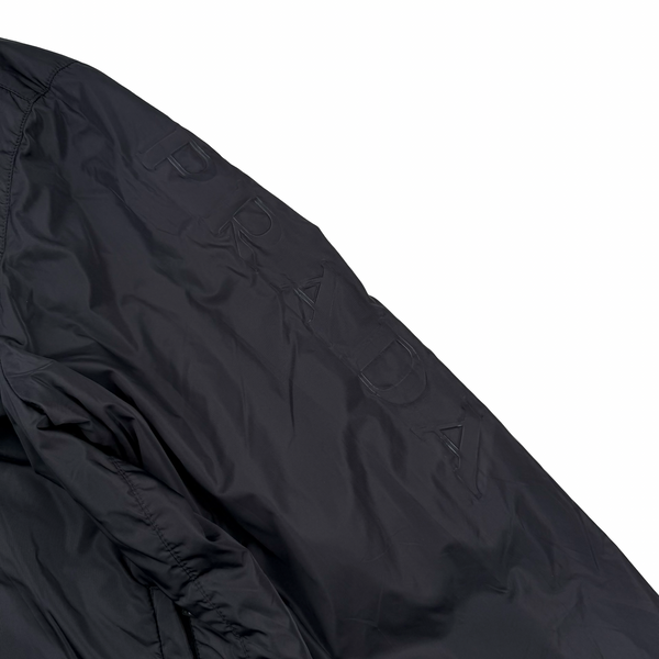 Prada Black Nylon Spellout Hooded Jacket - 3XL
