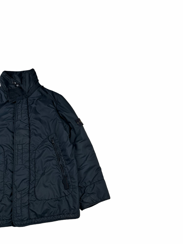 Stone Island 2004 Vintage Navy Mesh Quilted High Neck Nylon Jacket - XXL
