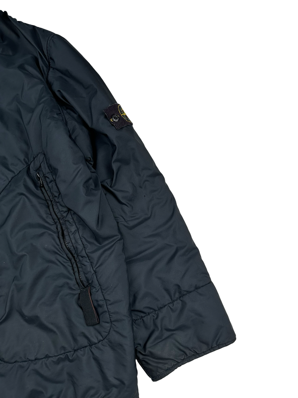 Stone Island 2004 Vintage Navy Mesh Quilted High Neck Nylon Jacket - XXL