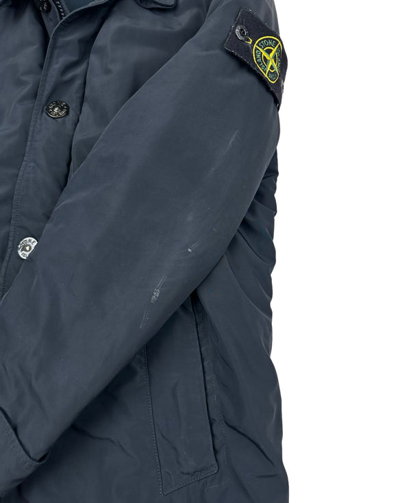 Stone Island Micro Reps Navy Primaloft Lined Long Jacket - Medium