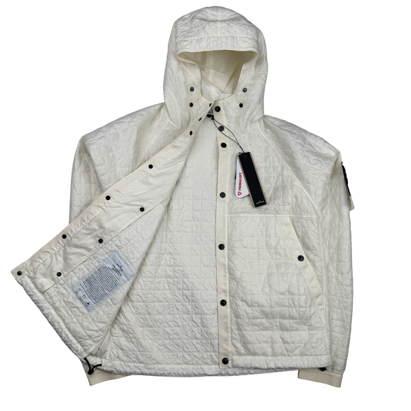 Stone Island 2025 Ivory Garment Dyed Crinkle Reps NY Quilted -TC Jacket - Large