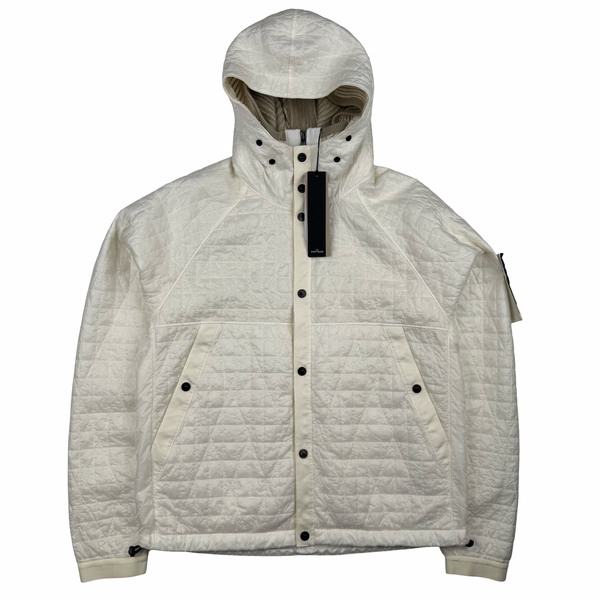 Stone Island 2025 Ivory Garment Dyed Crinkle Reps NY Quilted -TC Jacket - Large