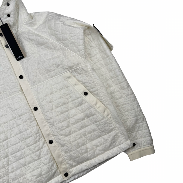 Stone Island 2025 Ivory Garment Dyed Crinkle Reps NY Quilted -TC Jacket - Large