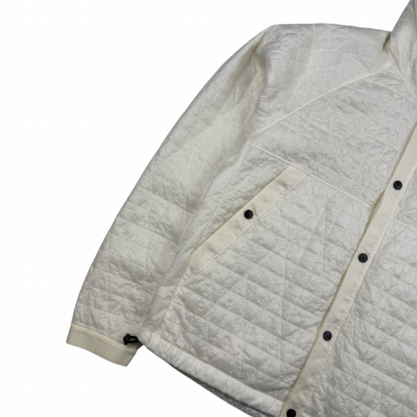 Stone Island 2025 Ivory Garment Dyed Crinkle Reps NY Quilted -TC Jacket - Large