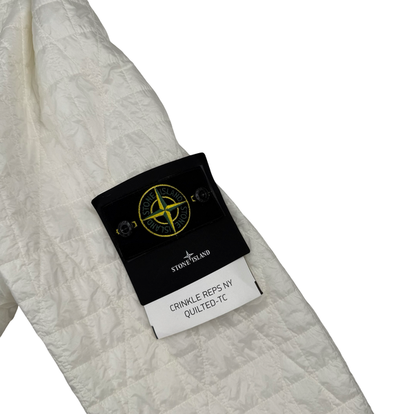Stone Island 2025 Ivory Garment Dyed Crinkle Reps NY Quilted -TC Jacket - Large