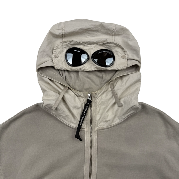 CP Company x Palace Beige Spellout Goggle Hoodie - Large