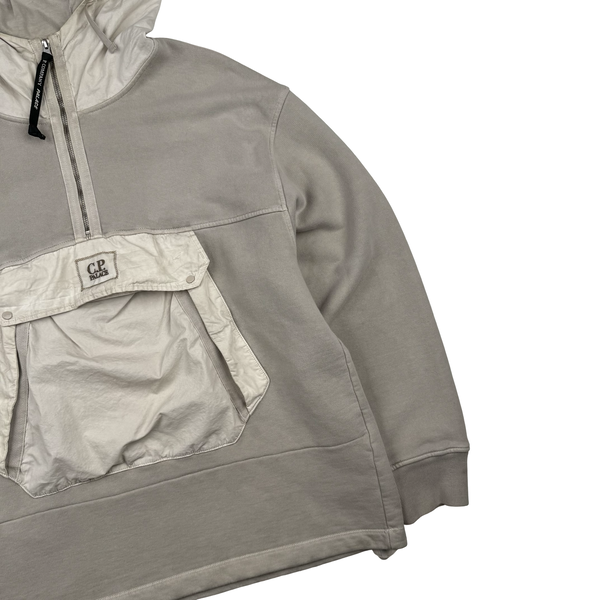 CP Company x Palace Beige Spellout Goggle Hoodie - Large