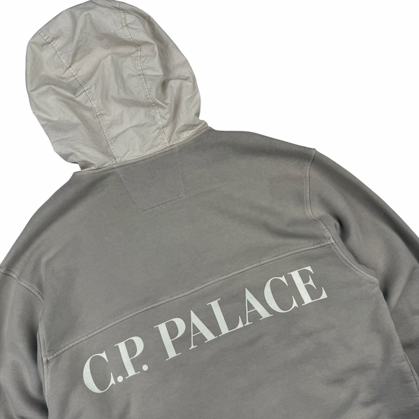 CP Company x Palace Beige Spellout Goggle Hoodie - Large