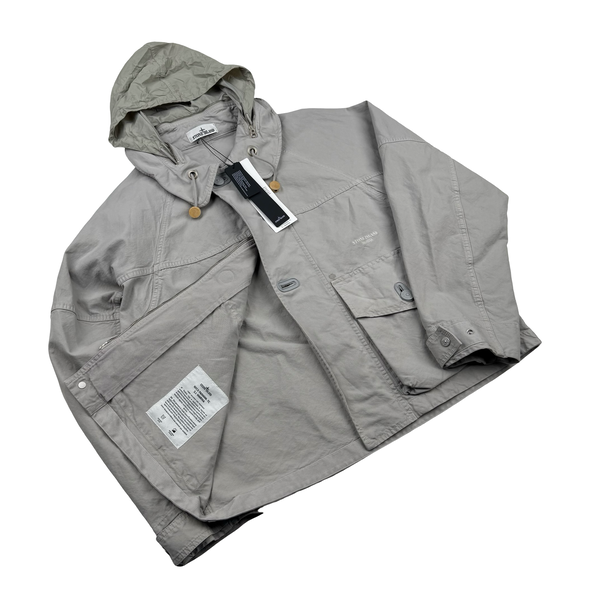 Stone Island Silver 2026 Nyco Panama-TC S.I Marina hooded Jacket - Large