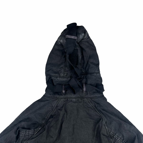 Stone Island 2006 Faded Black Wool Lined Lino Flax Long Jacket - Large