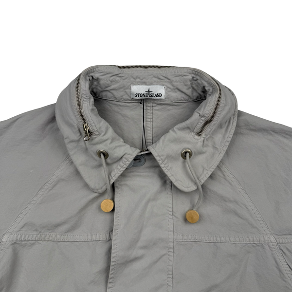Stone Island Silver 2026 Nyco Panama-TC S.I Marina hooded Jacket - Large