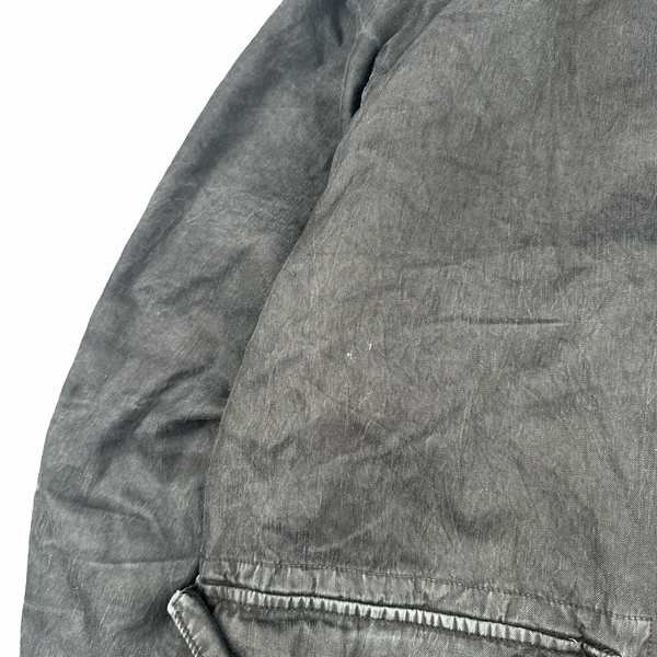 Stone Island 2006 Faded Black Wool Lined Lino Flax Long Jacket - Large