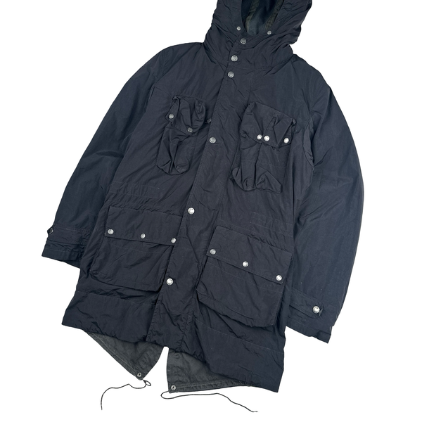 CP Company 2005 Black Multipocketed Long Parka Jacket - Medium
