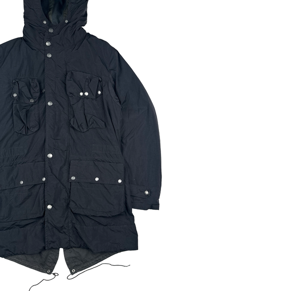 CP Company 2005 Black Multipocketed Long Parka Jacket - Medium
