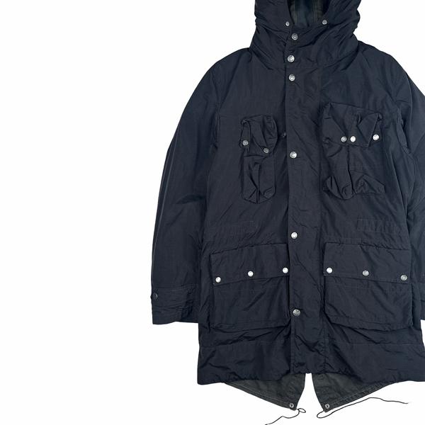 CP Company 2005 Black Multipocketed Long Parka Jacket - Medium