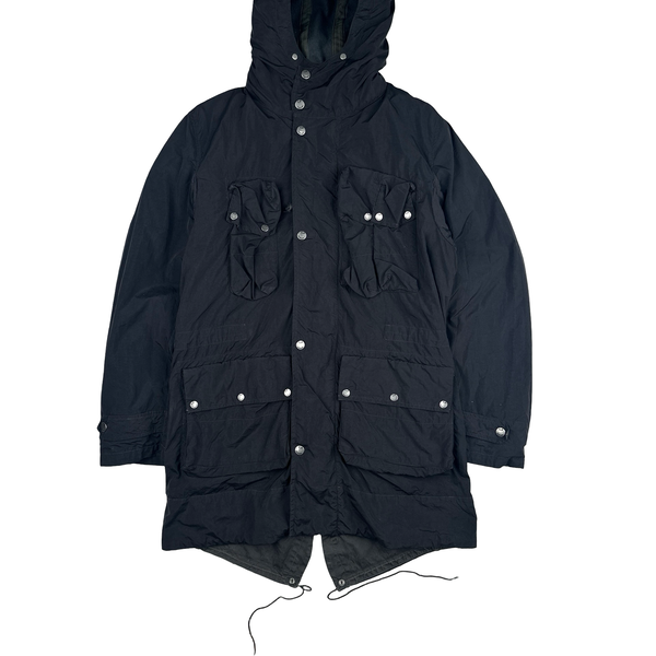 CP Company 2005 Black Multipocketed Long Parka Jacket - Medium
