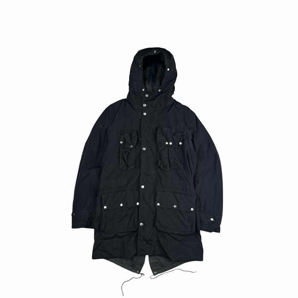 CP Company 2005 Black Multipocketed Long Parka Jacket - Medium