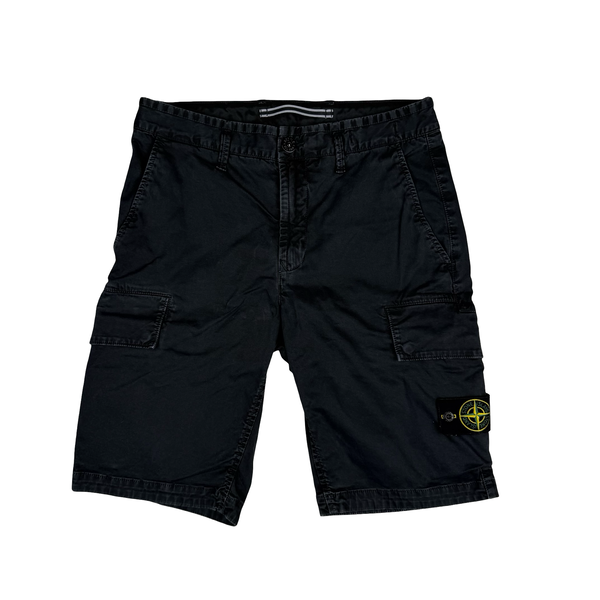 Stone Island 2023 Black Slim Cotton Cargo Shorts - 29" (Small)