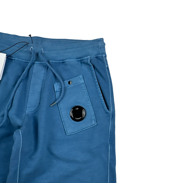 CP Company Brushed Blue Resist Dyed Cotton Lens Viewer Shorts - Small