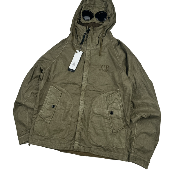 CP Company Garment Dyed Lino Wax Goggle Jacket - Medium