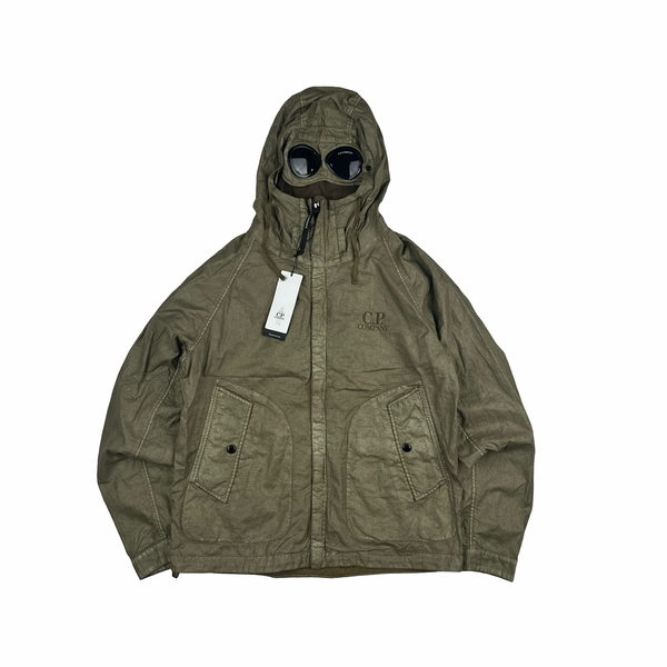 CP Company Garment Dyed Lino Wax Goggle Jacket - Medium