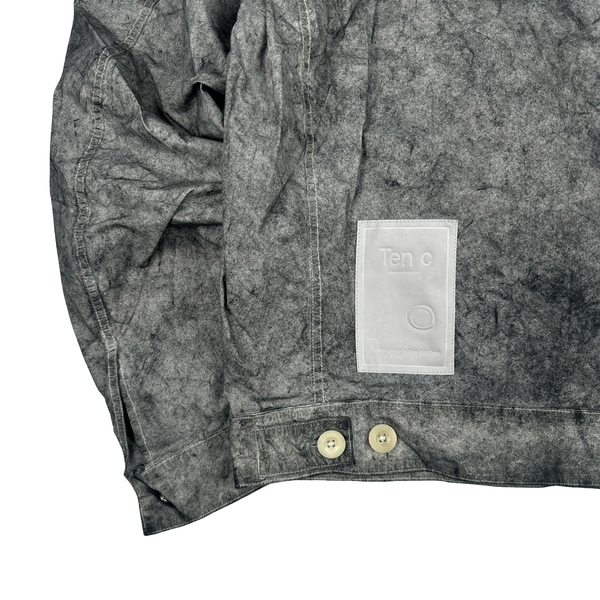 Ten C Grey Marble Multi Pocket Mid Layer Zipped Overshirt Jacket - Medium