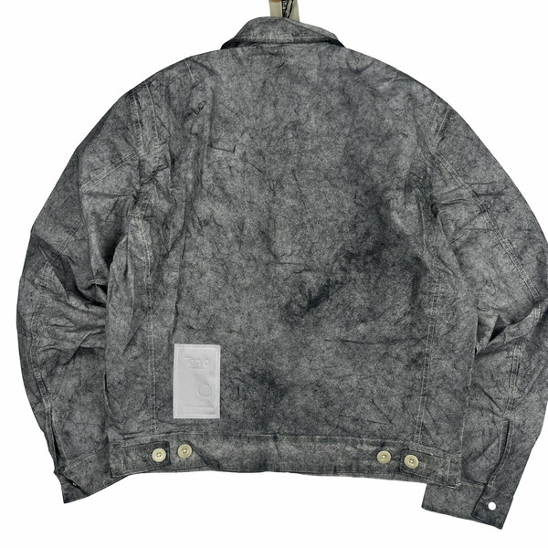 Ten C Grey Marble Multi Pocket Mid Layer Zipped Overshirt Jacket - Medium