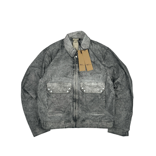 Ten C Grey Marble Multi Pocket Mid Layer Zipped Overshirt Jacket - Medium