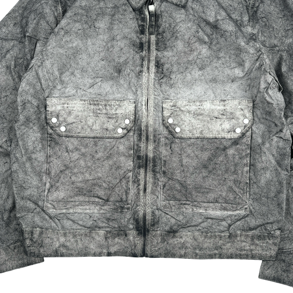 Ten C Grey Marble Multi Pocket Mid Layer Zipped Overshirt Jacket - Medium
