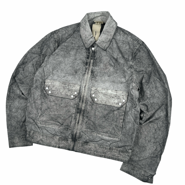 Ten C Grey Marble Multi Pocket Mid Layer Zipped Overshirt Jacket - Medium