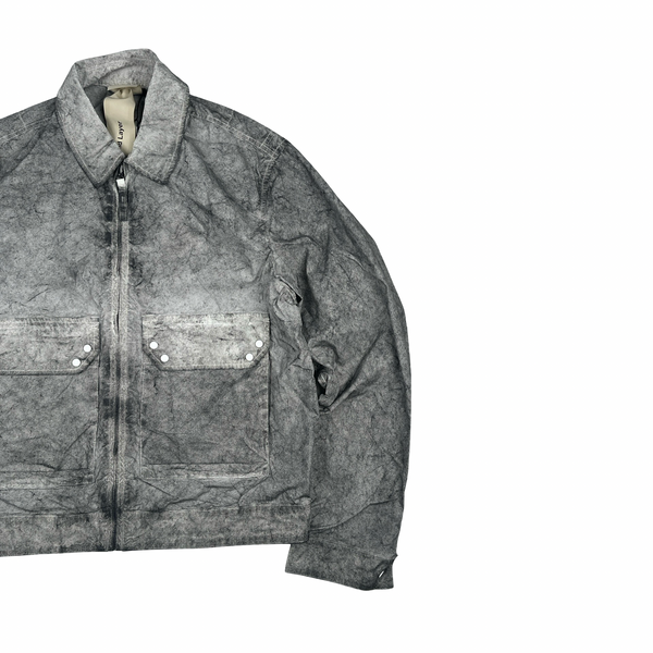 Ten C Grey Marble Multi Pocket Mid Layer Zipped Overshirt Jacket - Medium