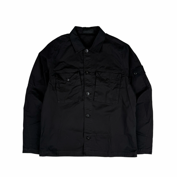 Stone Island 2020 Black Thick Cotton Ghost Piece Overshirt - Medium