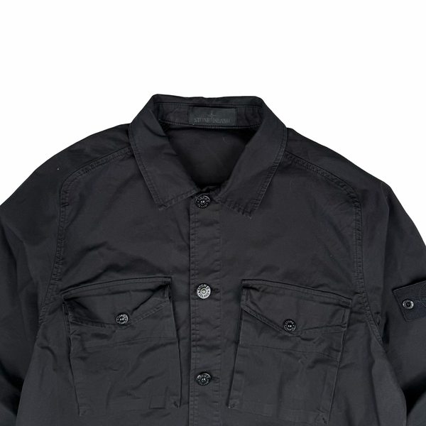 Stone Island 2020 Black Thick Cotton Ghost Piece Overshirt - Medium