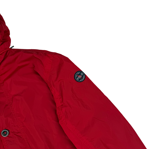 Ralph Lauren Red Nylon Light Weight Fishtail Windbreaker Zipped Jacket - Small