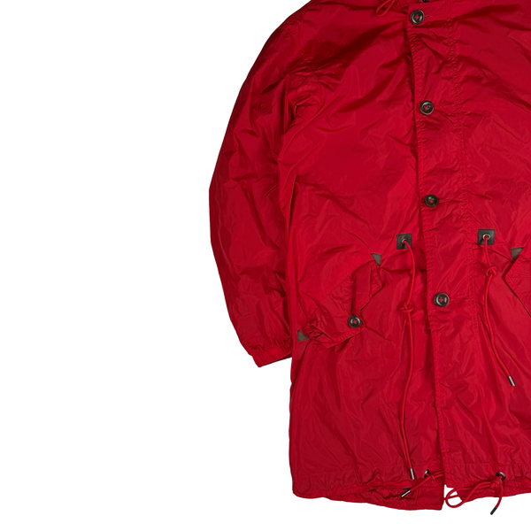 Ralph Lauren Red Nylon Light Weight Fishtail Windbreaker Zipped Jacket - Small