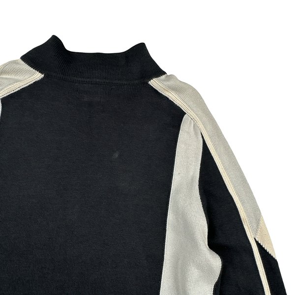 Stone Island 2004 Grey Cotton Knit Compass Quarter Zip Jumper - Medium