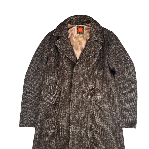 Hugo Boss Orange Wool Blend Lined Blazer Trench Coat - Large