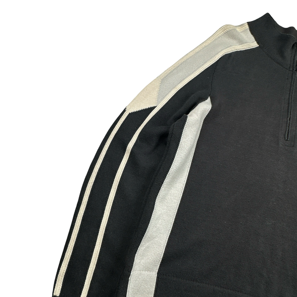 Stone Island 2004 Grey Cotton Knit Compass Quarter Zip Jumper - Medium