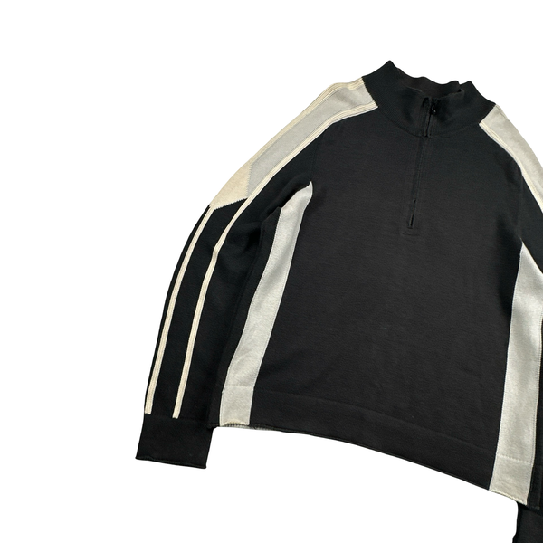 Stone Island 2004 Grey Cotton Knit Compass Quarter Zip Jumper - Medium