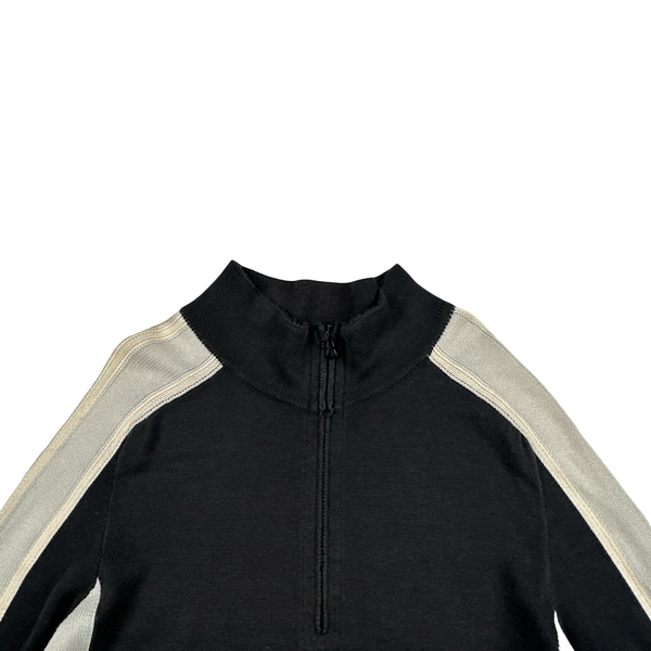 Stone Island 2004 Grey Cotton Knit Compass Quarter Zip Jumper - Medium