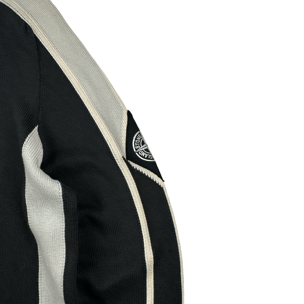 Stone Island 2004 Grey Cotton Knit Compass Quarter Zip Jumper - Medium