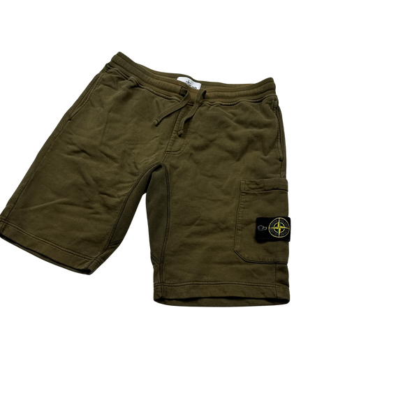 Stone Island 2018 Khaki Cotton Fleece Shorts - Large