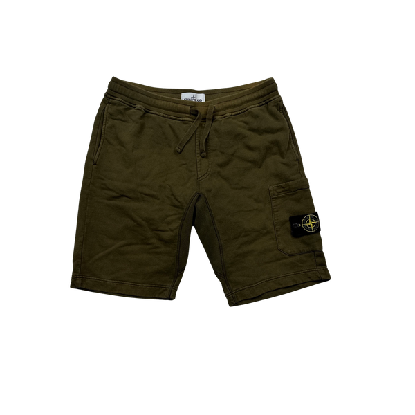 Stone Island 2018 Khaki Cotton Fleece Shorts - Large