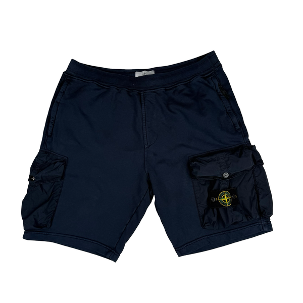 Stone Island 2022 Navy Blue Cotton Cargo Shorts- XL