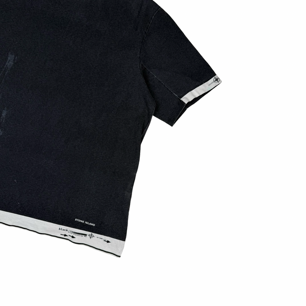 Stone Island Vintage 1999 Spellout Navy Blue Cotton T Shirt - Large