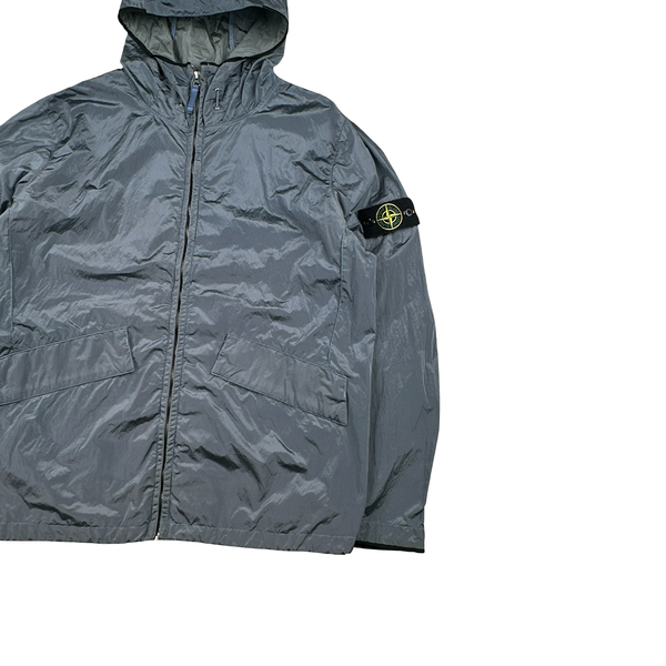 Stone Island 2009 Light Blue Nylon Metal Shimmer Zipped Jacket - XXL