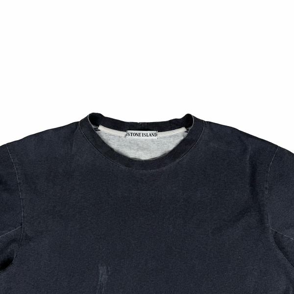 Stone Island Vintage 1999 Spellout Navy Blue Cotton T Shirt - Large