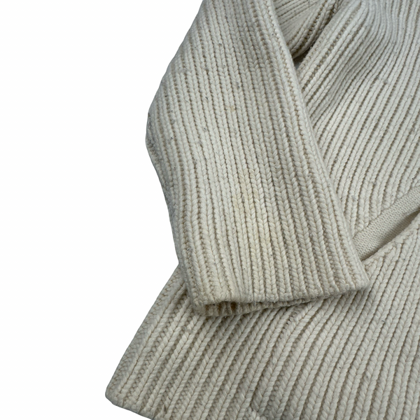 Stone Island 2007 Cream Buttoned Knitted Wool Jumper - XXL